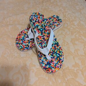 Colorful Beaded Flip Flops